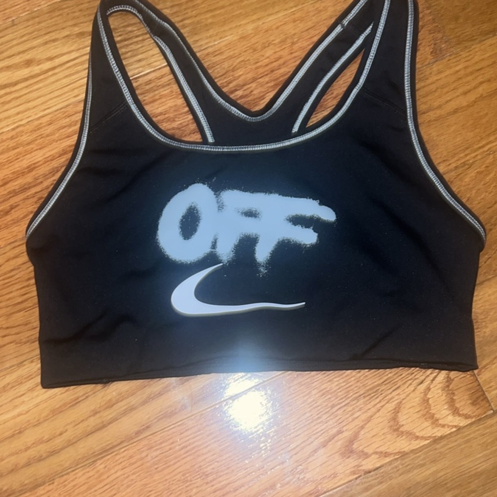 Off-White Black Sports Bra with White Logo